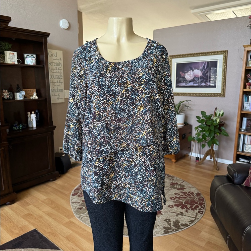 Apt 9 multicolored 3/4 sleeves blouse-size L